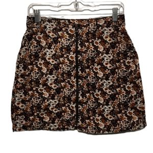 Arizona jean Co corduroy black with brown/ cream colored floral print size 5